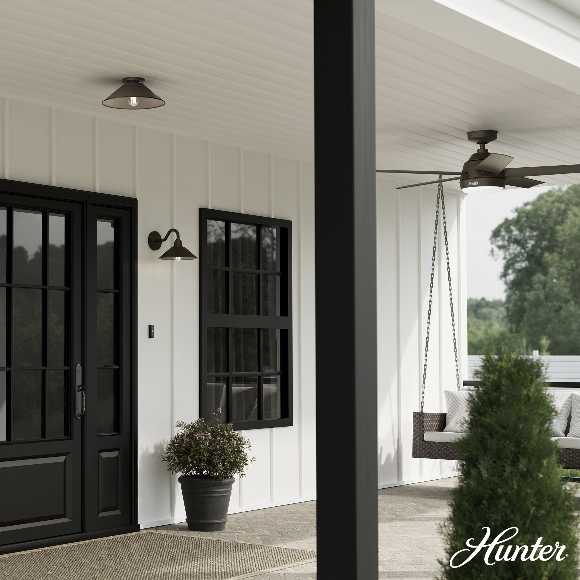 Skyflow 1 Light 14 inch Matte Bronze Outdoor Flush Mount, Medium