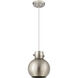 Newton Sphere 1 Light 8 inch Satin Nickel Pendant Ceiling Light