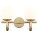 Caroline 2 Light 16 inch Brushed Gold Vanity Light Wall Light