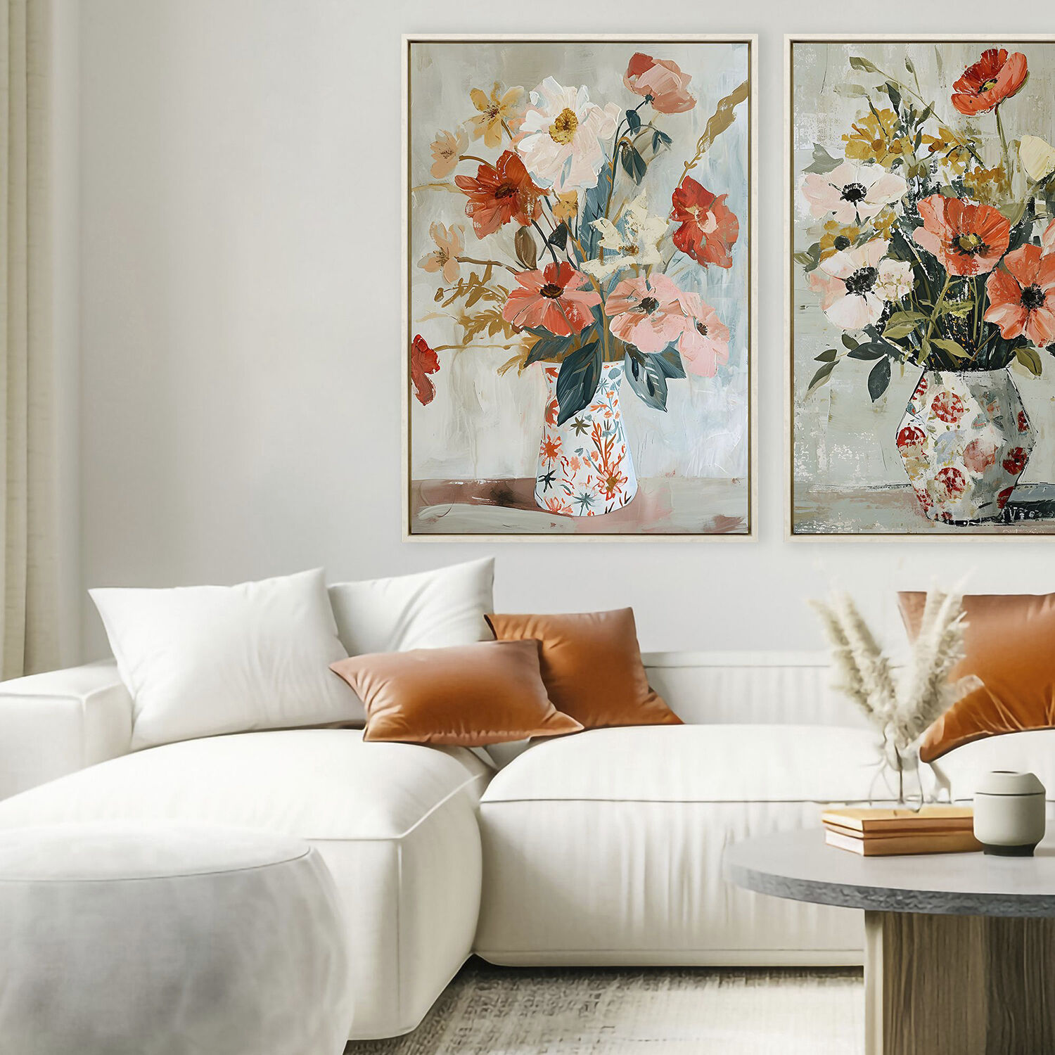 Spring Soiree Orange and Beige and Blue and Yellow Canvas