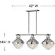 Crew 3 Light 42 inch Polished Nickel Indoor Linear Chandelier Ceiling Light