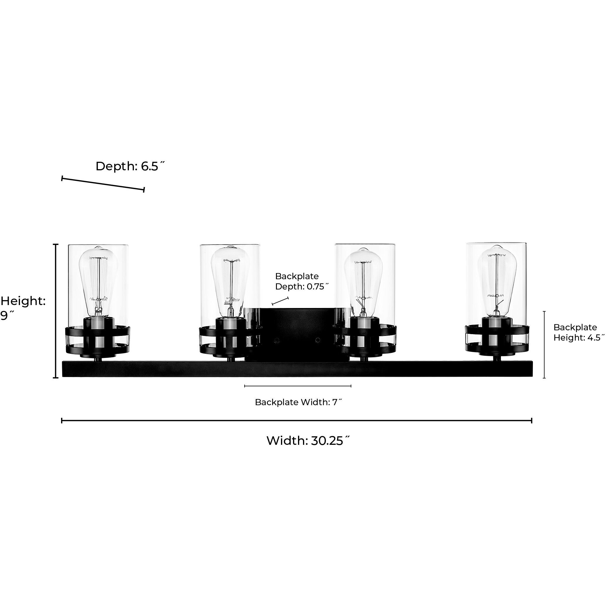 Lunden 4 Light 30.25 inch Modern Gold Bathroom Vanity Light Wall Light