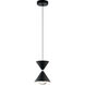 Kordan LED 7.75 inch Matte Black Mini Pendant Ceiling Light in Black and Polished Nickel