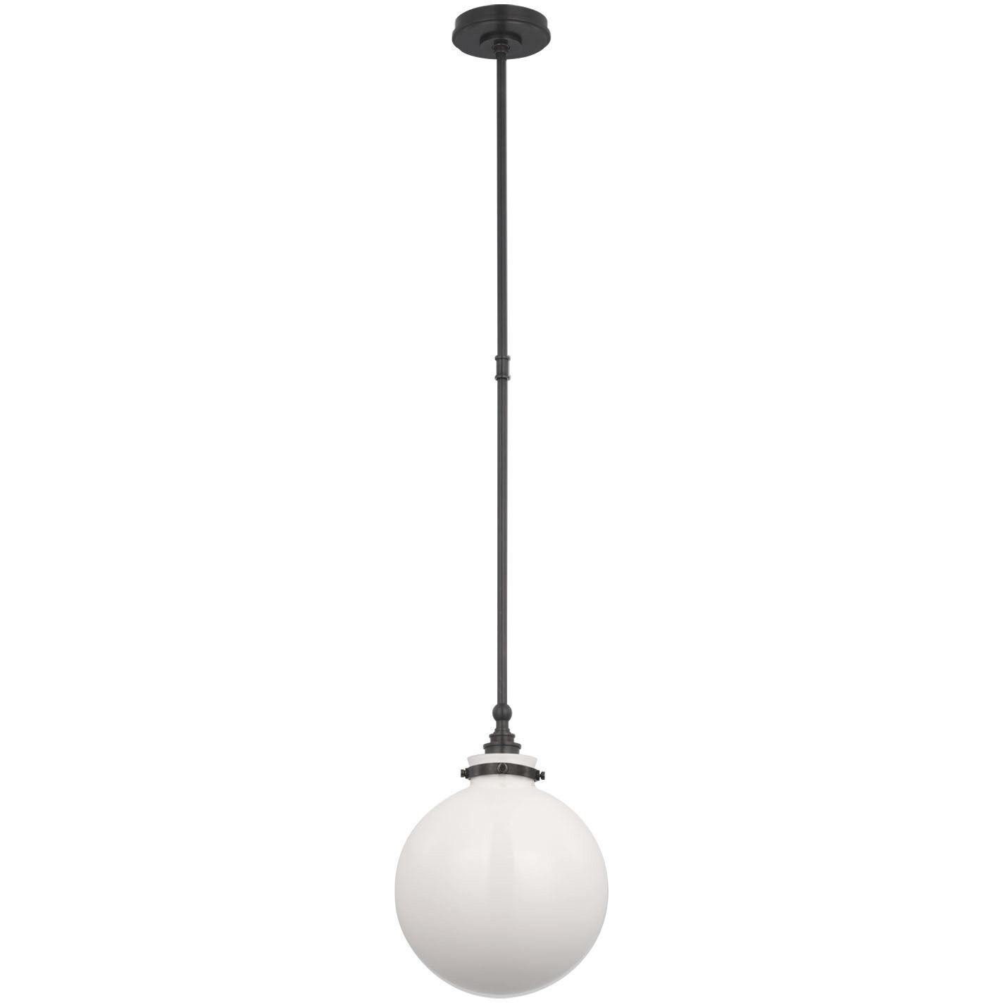 Chapman & Myers Parkington LED 10 inch Bronze Globe Pendant Ceiling Light in White Glass