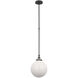 Chapman & Myers Parkington LED 10 inch Bronze Globe Pendant Ceiling Light in White Glass