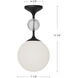 Alora Mood Celia 1 Light 7.88 inch Matte Black/Opal Glass Semi-Flush Mount Ceiling Light