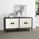 Cameron Satin Black and White and Brass Cabinet