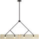 Bend 4 Light 48 inch Blackened Steel Linear Chandelier Ceiling Light in Rippled Amber Glass