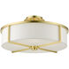 Wesley 4 Light 19 inch Satin Brass Semi-Flush Ceiling Light