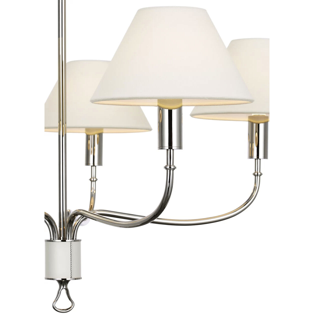 Amber Lewis Griffin LED 31 inch Polished Nickel and Parchment Leather Chandelier Ceiling Light