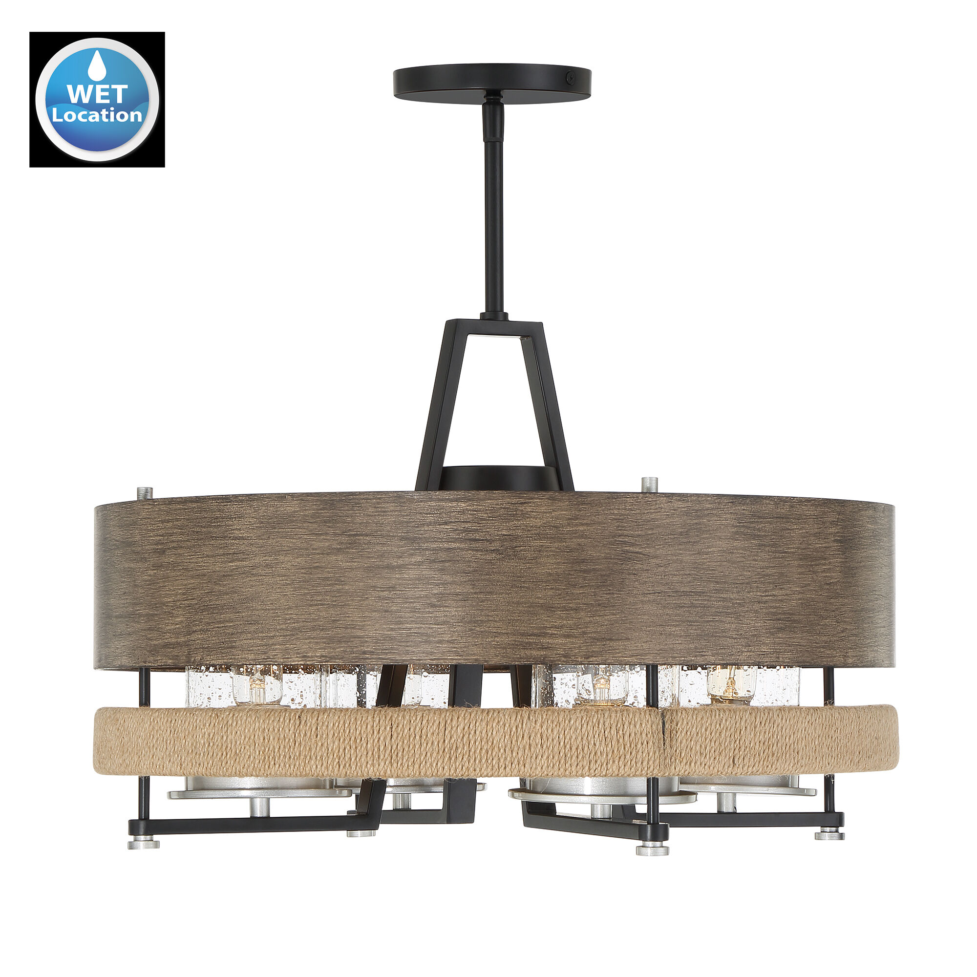 Silver Creek 4 Light 20 inch Stone Grey/Coal/Brushed Nickel Convertible Pendant Ceiling Light