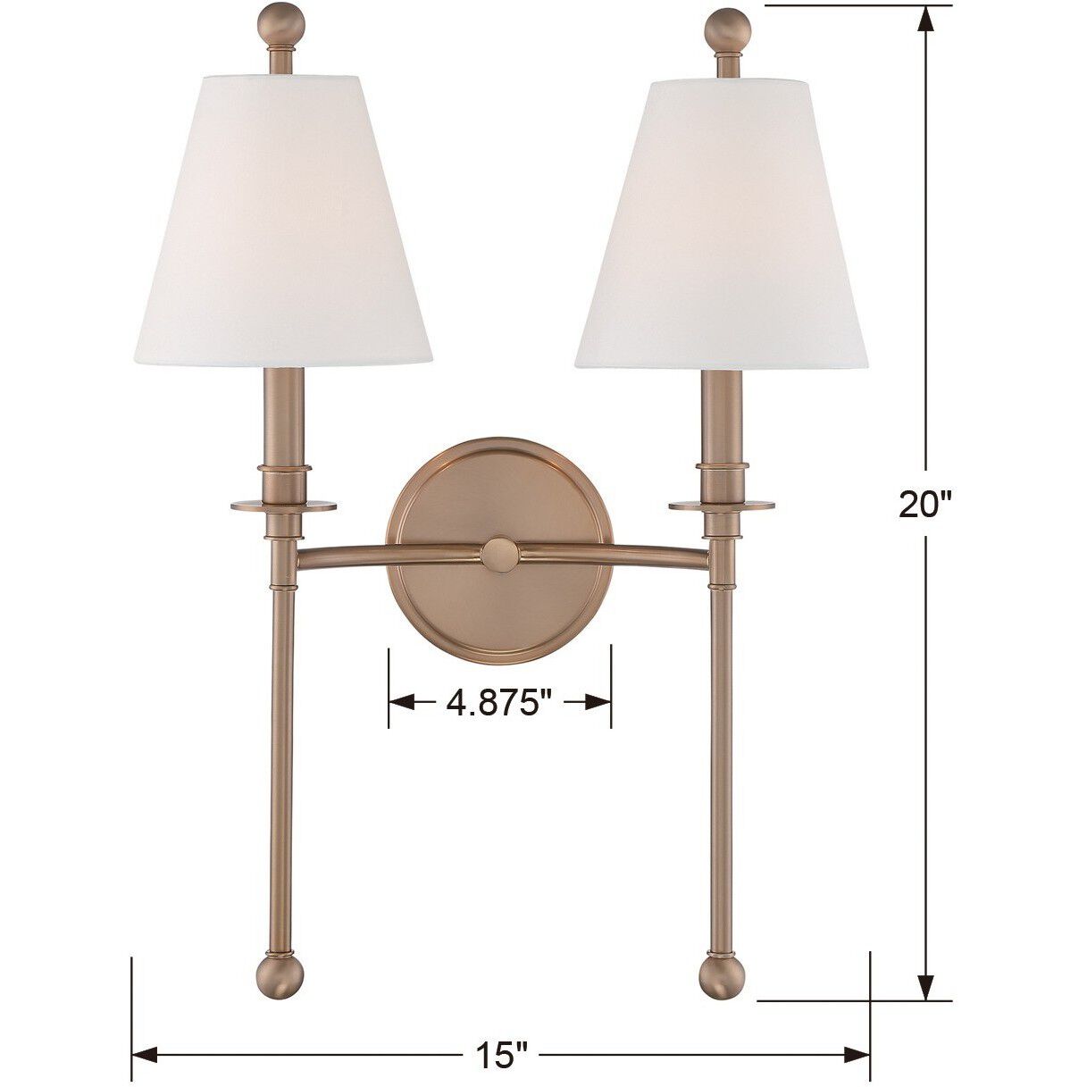 Riverdale Bath Wall Light in Aged Brass