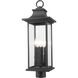 Tiberius 4 Light 25.25 inch Black Outdoor Post Mount Fixture in Clear Seedy Glass