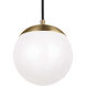 Leo - Hanging Globe LED 8 inch Satin Brass Pendant Ceiling Light