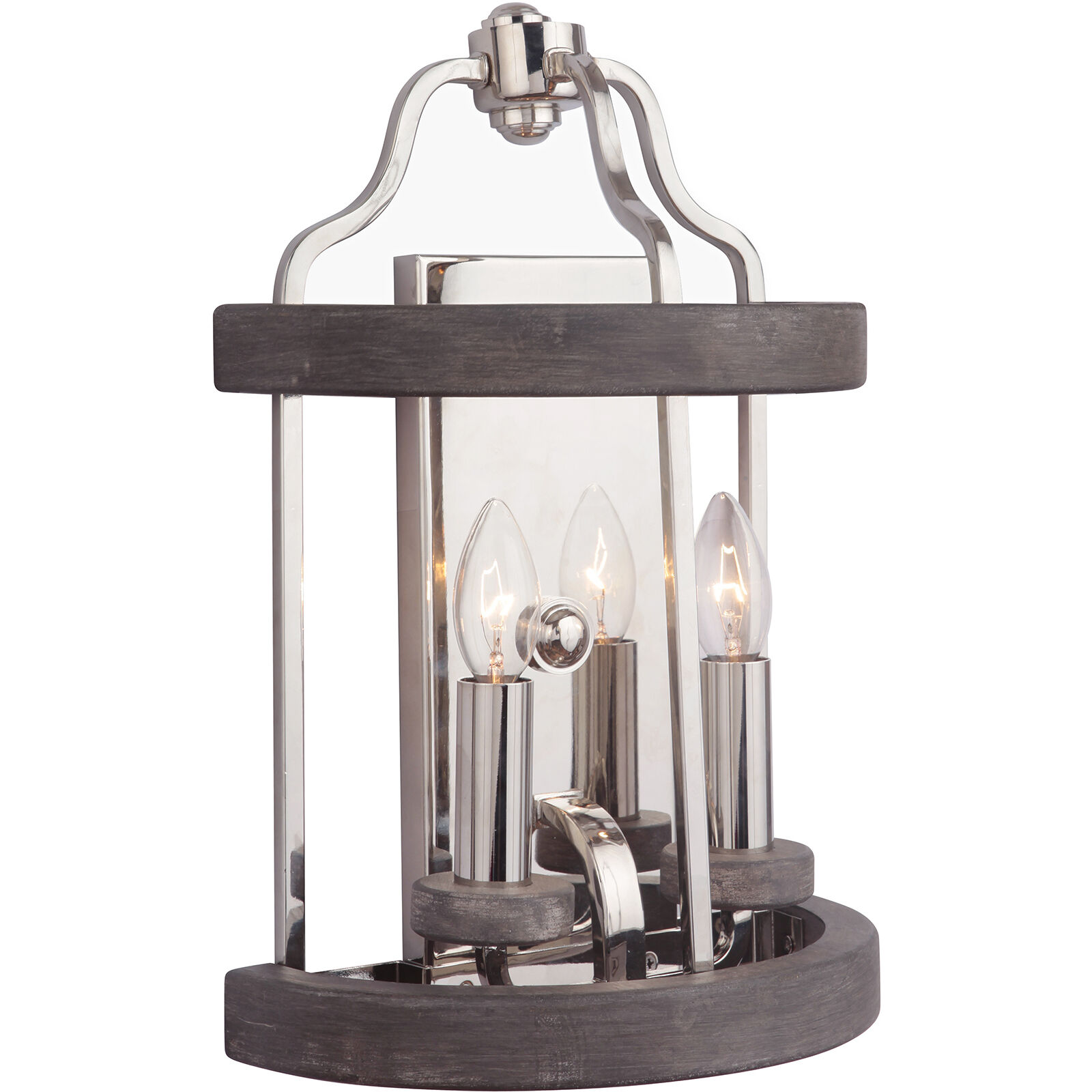 Ashwood 2 Light 11 inch Polished Nickel/Greywood Wall Sconce Wall Light in Polished Nickel and Greywood