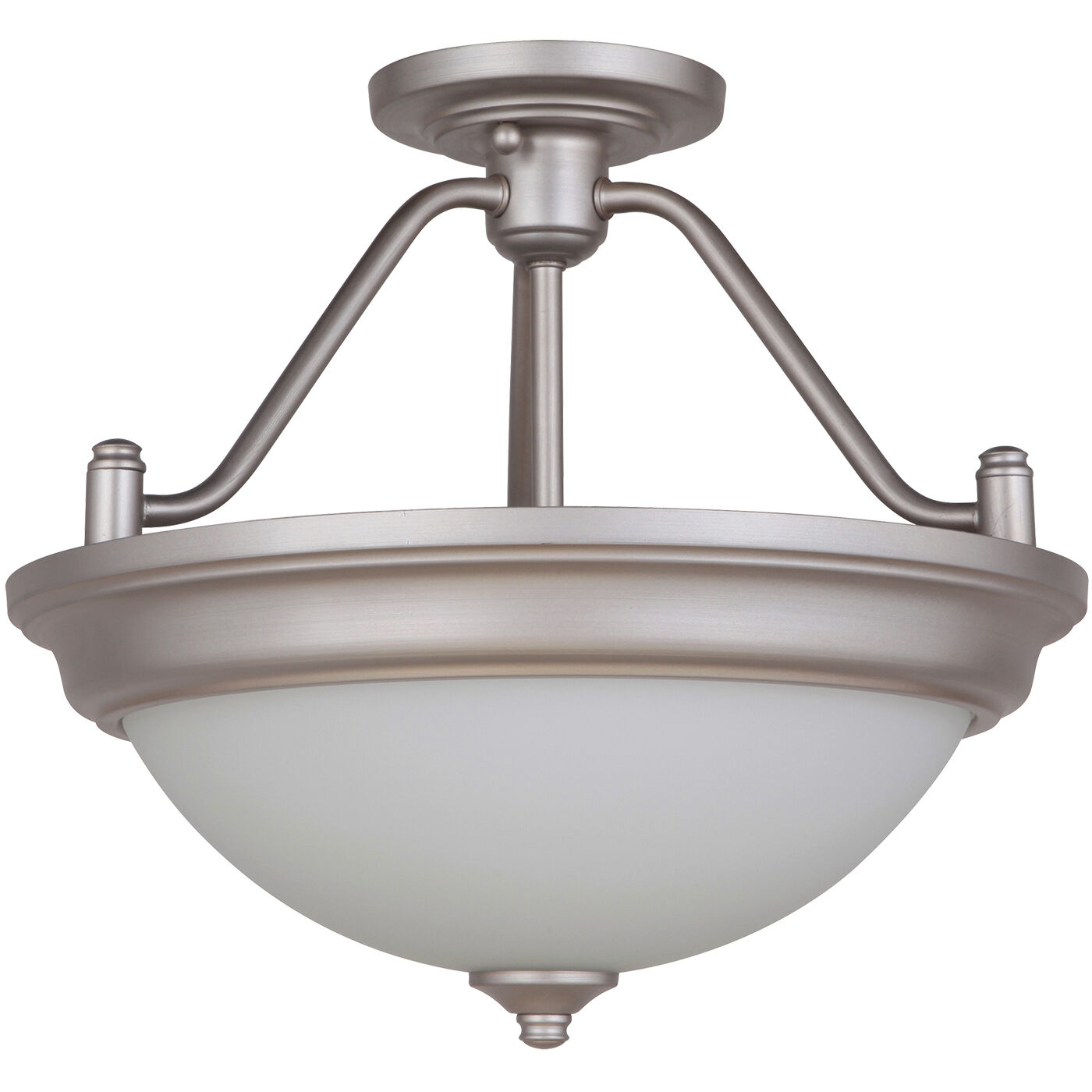 Pro Builder 2 Light 15 inch Brushed Polished Nickel Semi Flush Ceiling Light, Convertible