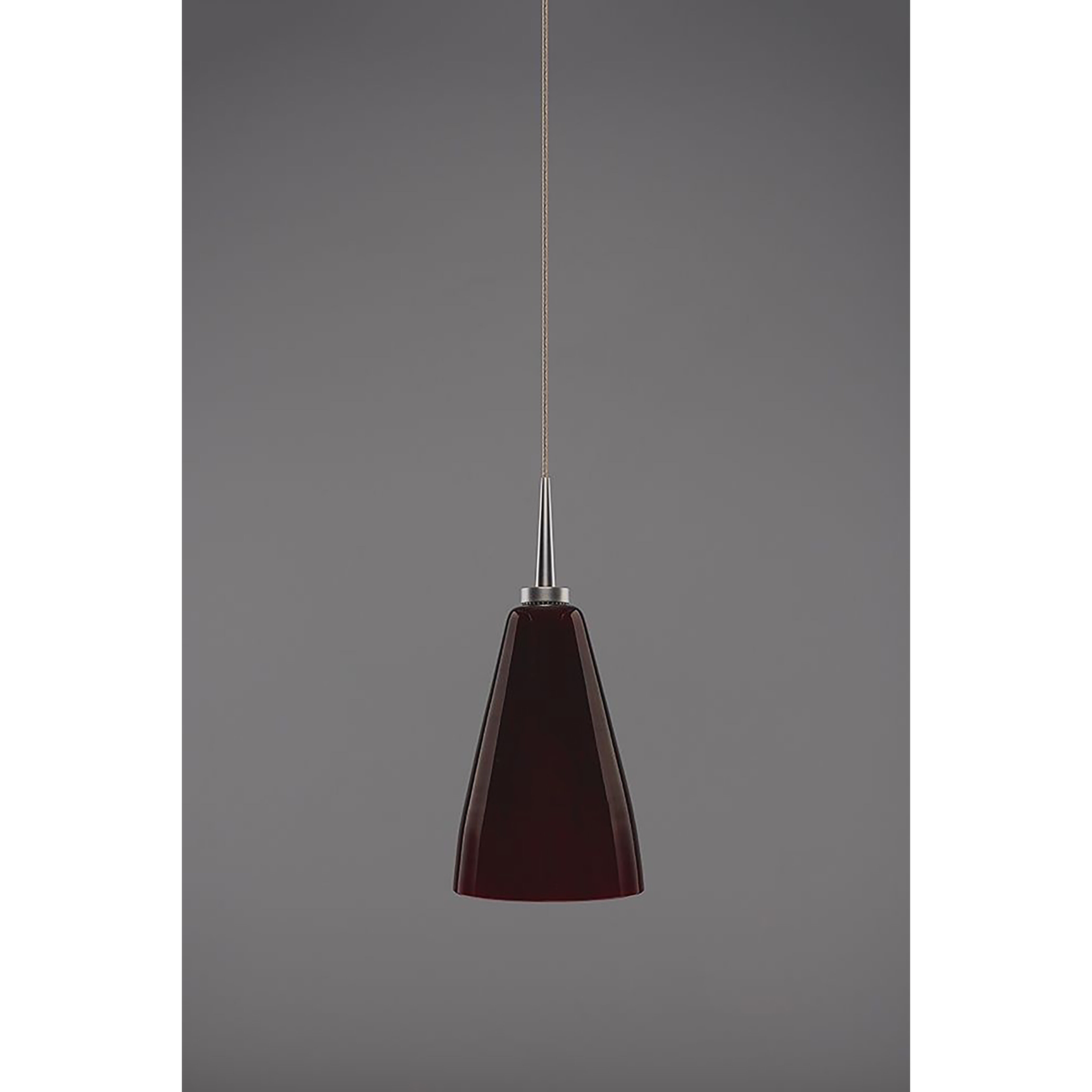 Zara 1 Light 3.9 inch Matte Chrome Pendant Ceiling Light in Red Glass