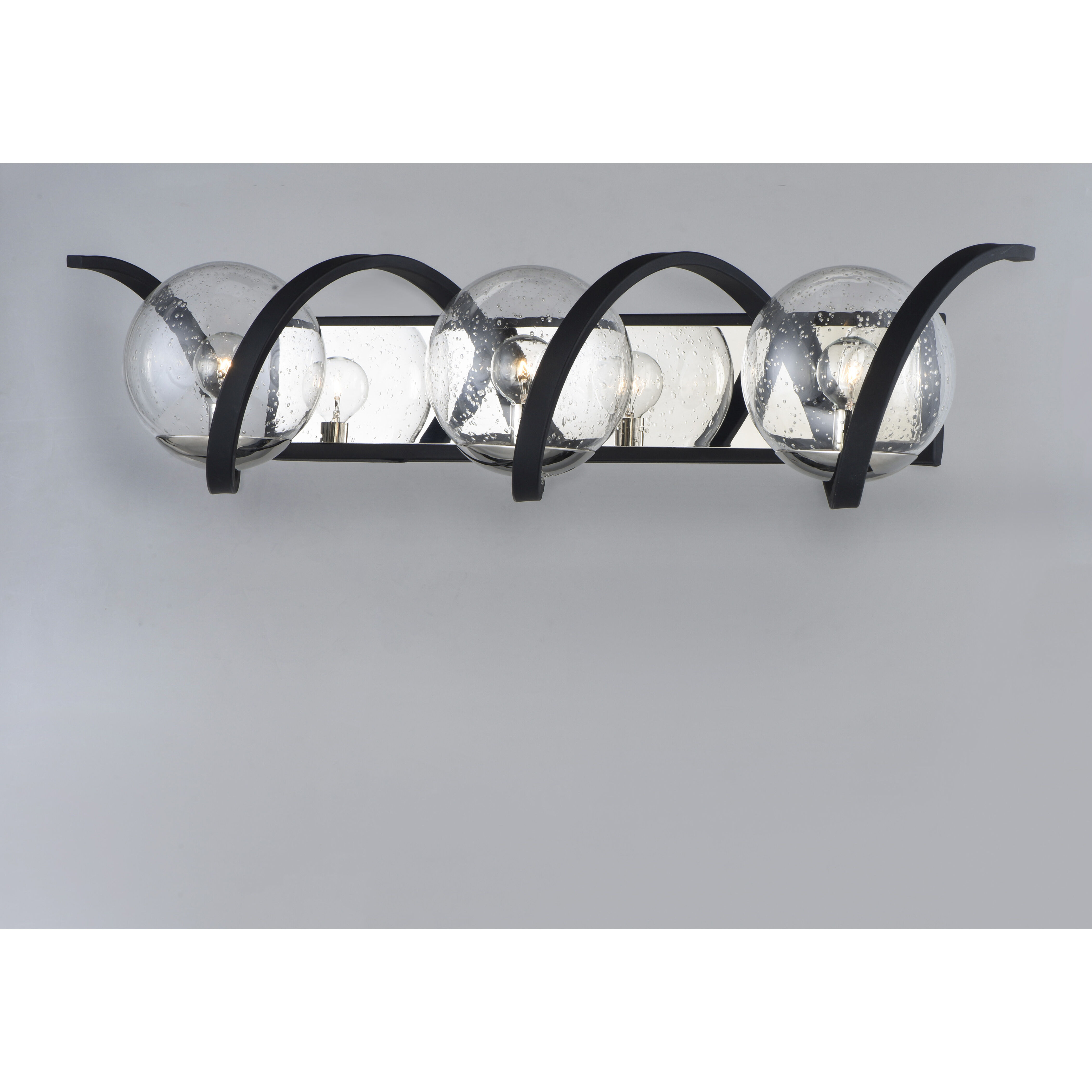 Curlicue 3 Light 30 inch Black/Polished Nickel Bath Vanity Wall Light