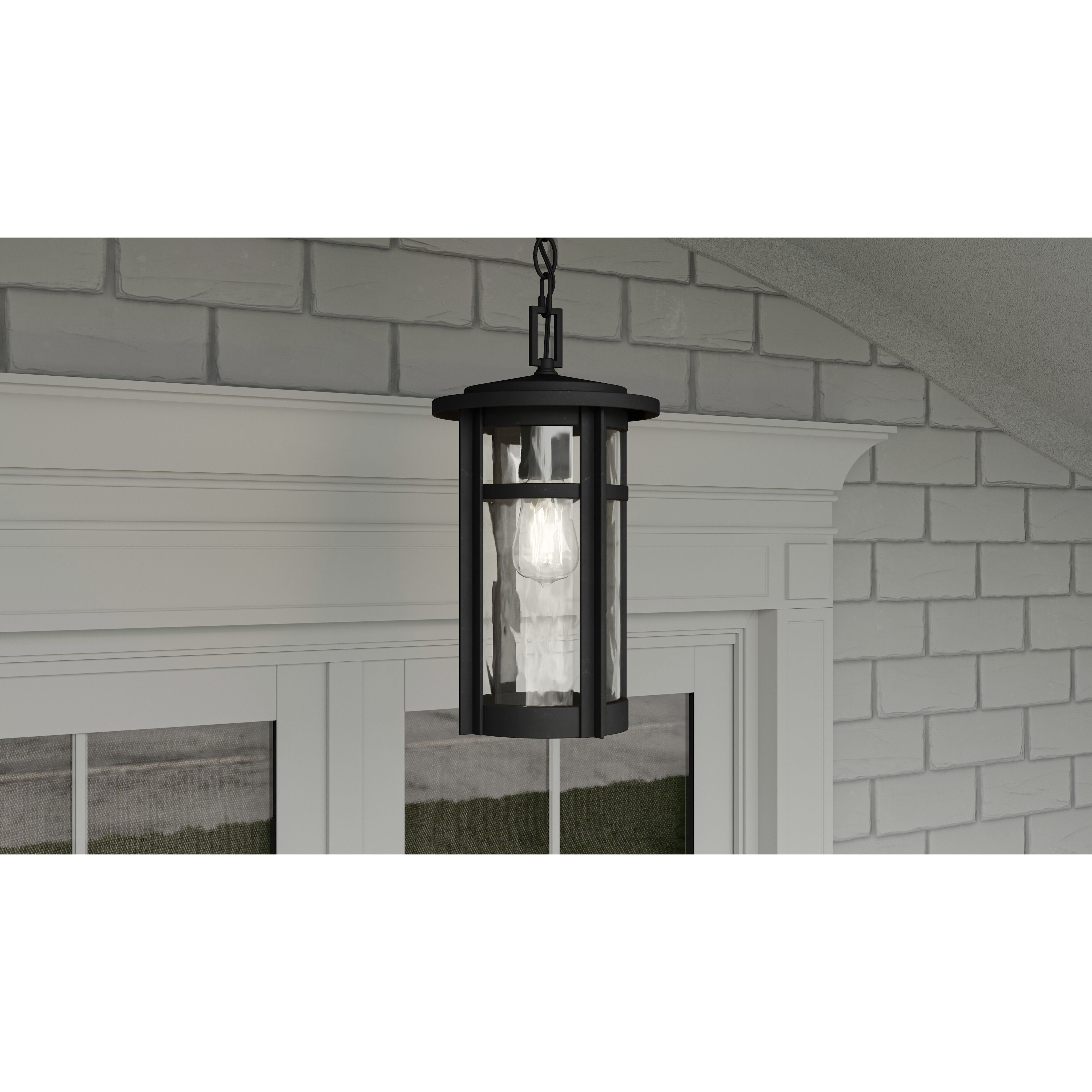 Uma 1 Light 8 inch Matte Black Outdoor Hanging Lantern, Large