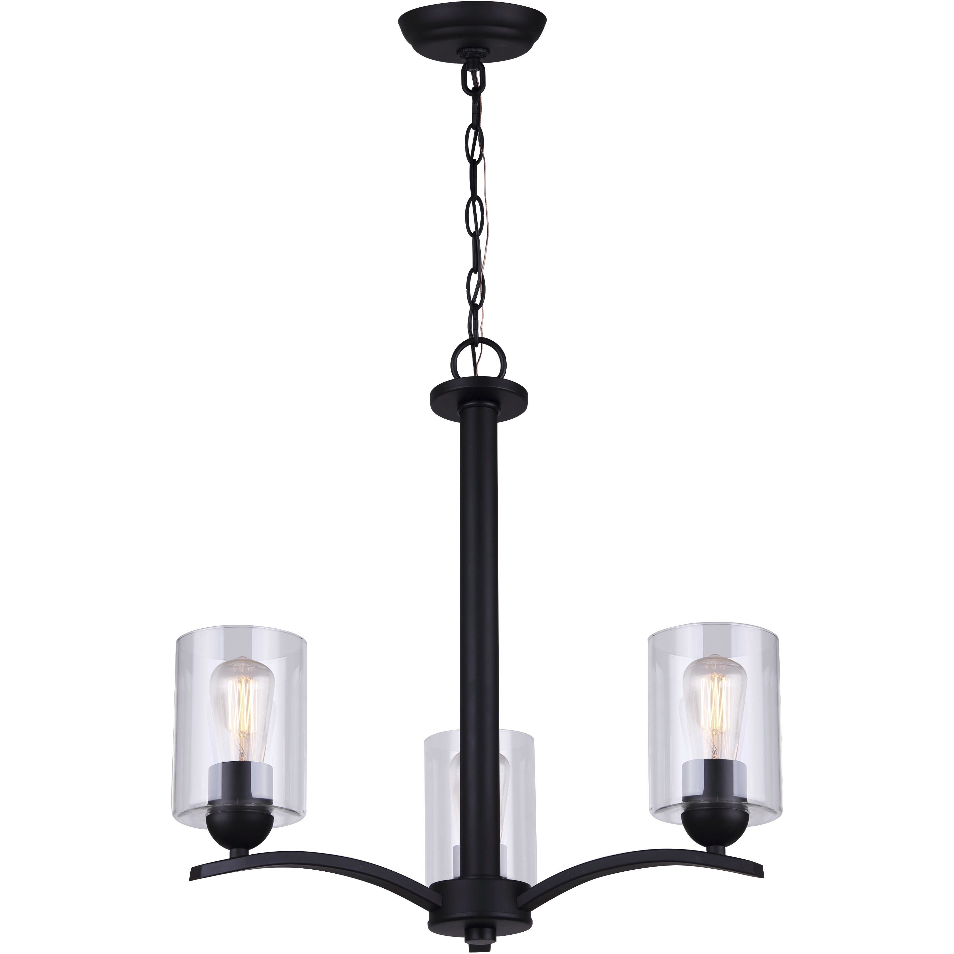 Hampton 3 Light 20 inch Matte Black Chandelier Ceiling Light