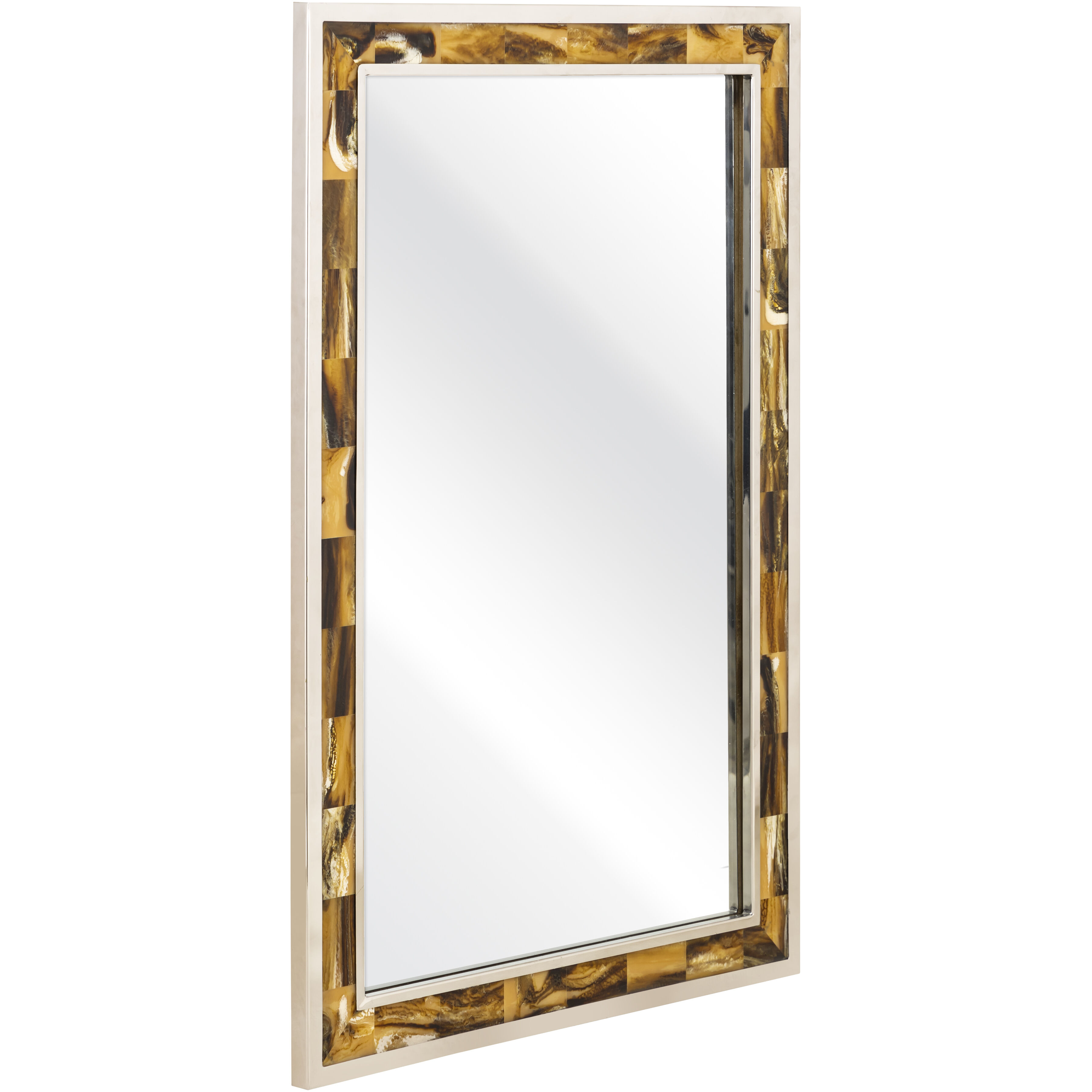Juba 36 X 24 inch Horn with Polished Nickel and Mirror Wall Mirror