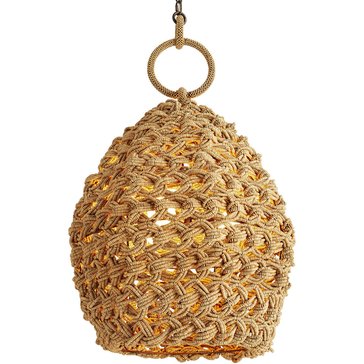 Saxon 3 Light 24 inch Natural and Natural Iron Pendant Ceiling Light