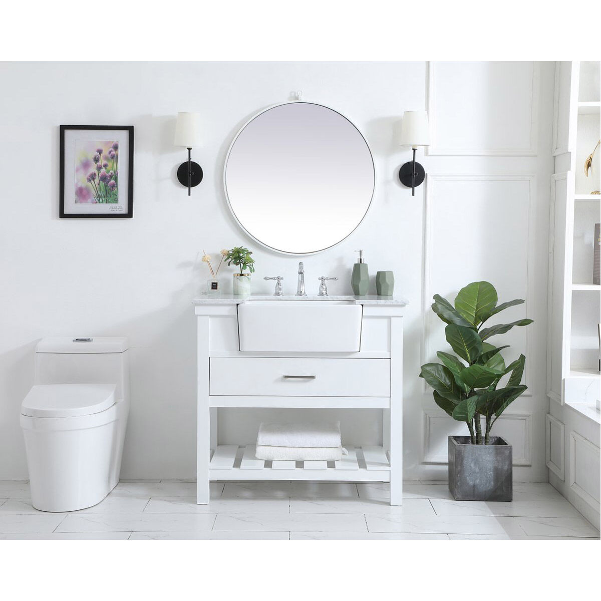 Clement 36 X 22 X 34 inch White Bathroom Vanity Cabinet