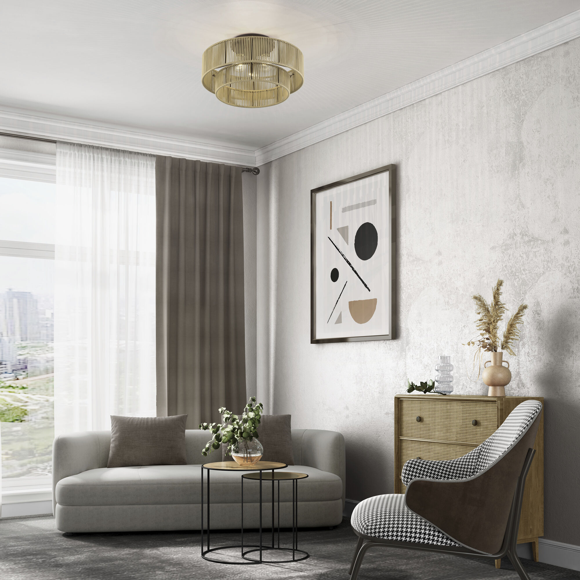 Acordia 3 Light 18 inch English Bronze Semi Flush Mount Ceiling Light, Large