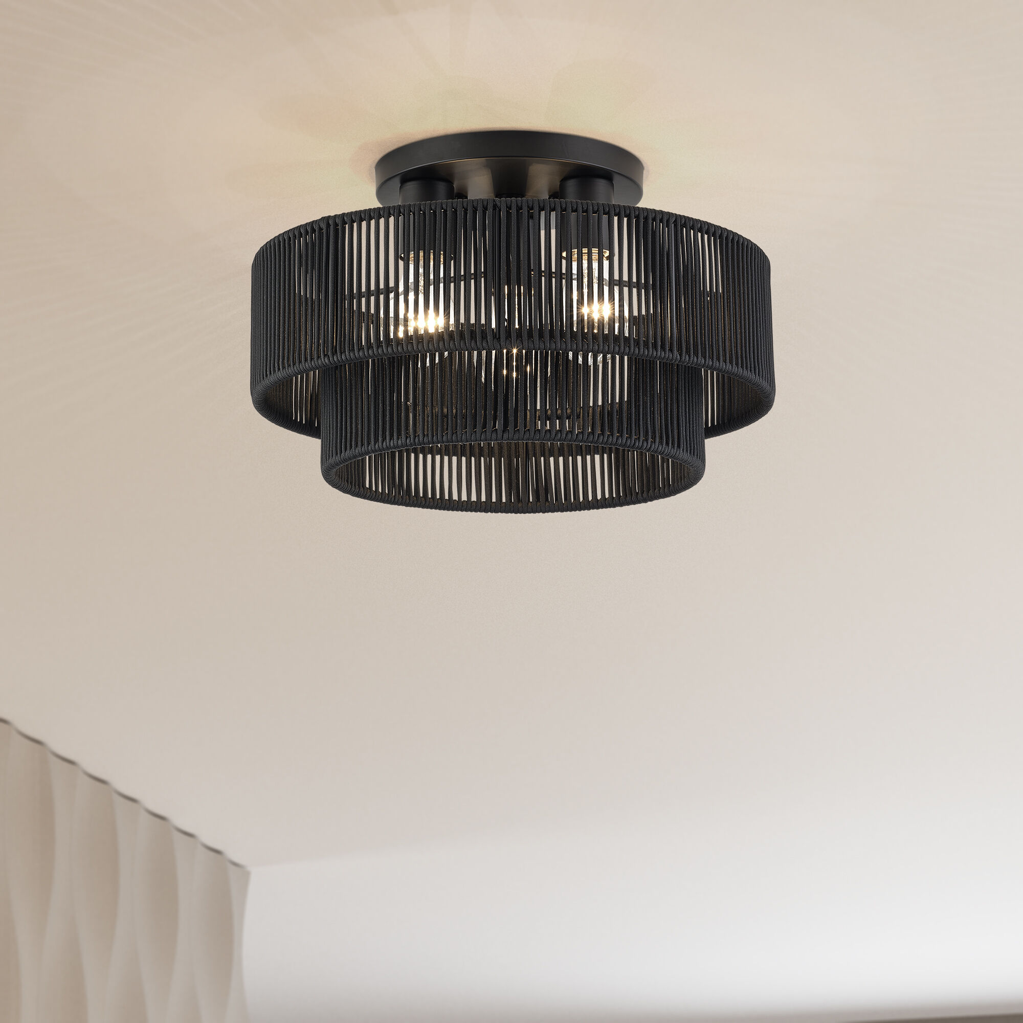 Acordia 3 Light 15 inch Black Semi Flush Mount Ceiling Light, Large