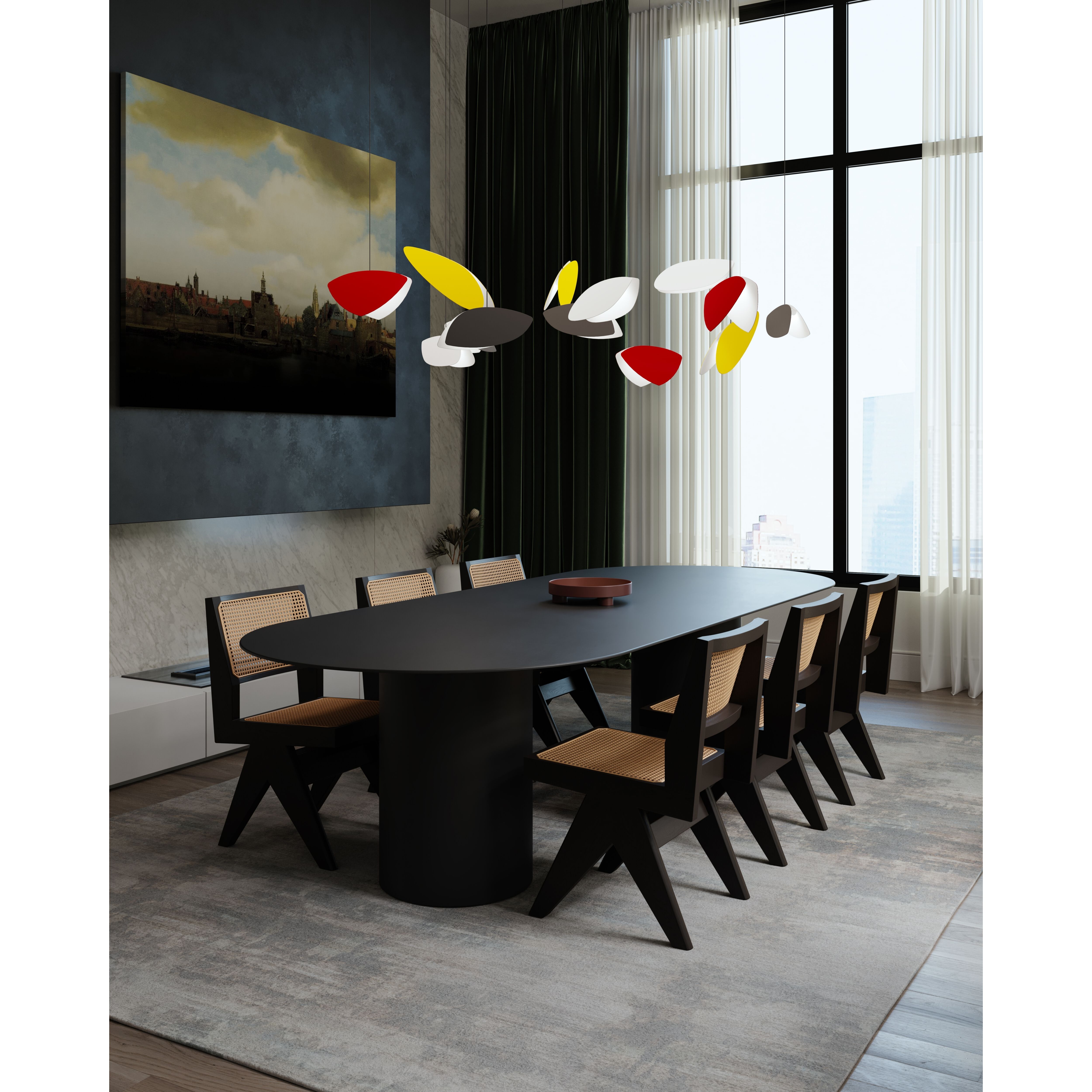 Papillons LED 30 inch Satin Black Pendant Ceiling Light in Multi