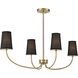 Scandinavian 4 Light 38 inch Natural Brass Chandelier Ceiling Light