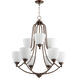 Barkley 9 Light 26.5 inch Oiled Bronze Chandelier Ceiling Light in Satin Opal