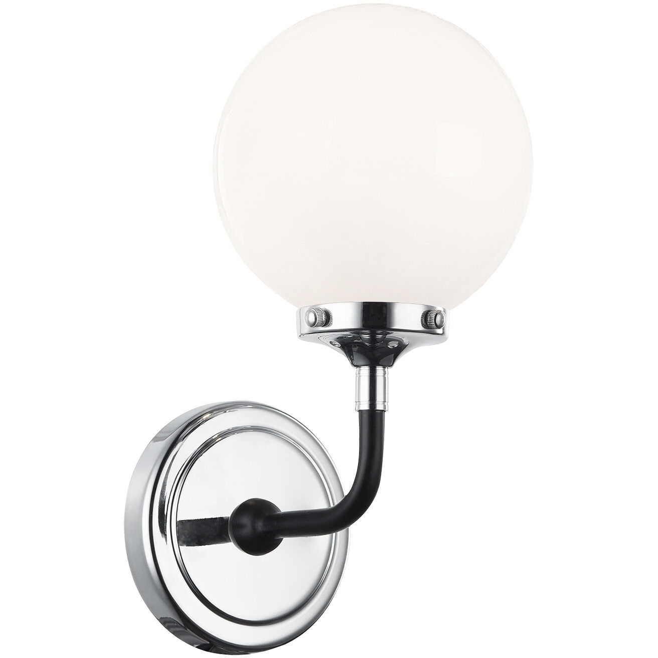 Particles 1 Light 5.88 inch Black and Chrome Wall Sconce Wall Light in Chrome and Opal Glass