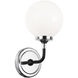 Particles 1 Light 5.88 inch Black and Chrome Wall Sconce Wall Light in Chrome and Opal Glass