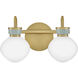 Lucy 2 Light 15.5 inch Lacquered Brass with Seafoam Bath Light Wall Light