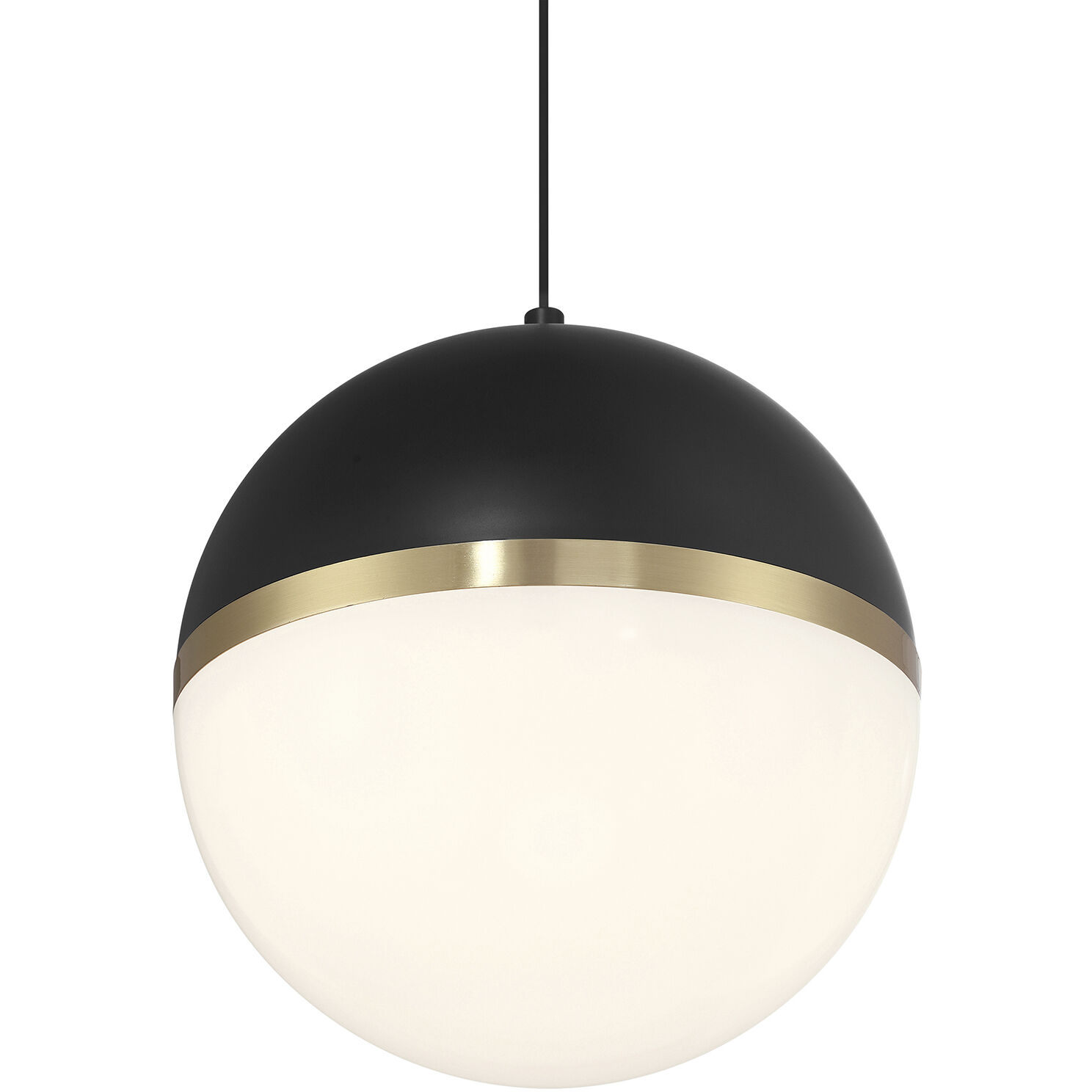 Unity LED 10 inch Black and Antique Brushed Brass and Opal Pendant Ceiling Light