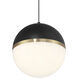 Unity LED 10 inch Black and Antique Brushed Brass and Opal Pendant Ceiling Light