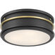 Stralara LED 12 inch Matte Black and Vintage Brass Flush Mount Ceiling Light