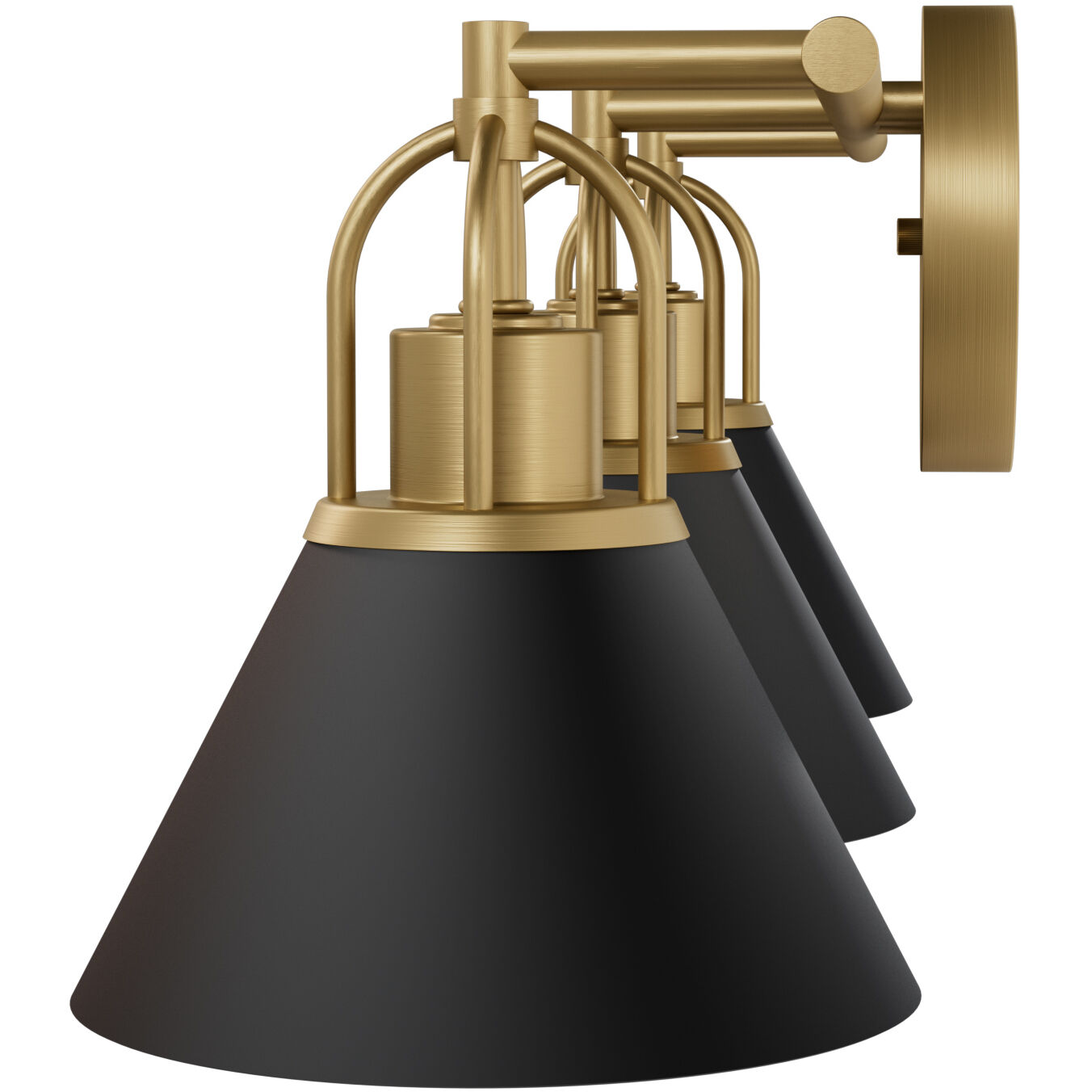 Carrington Isle 3 Light 27 inch Matte Black and Luxe Gold Bath Vanity Wall Light, Medium