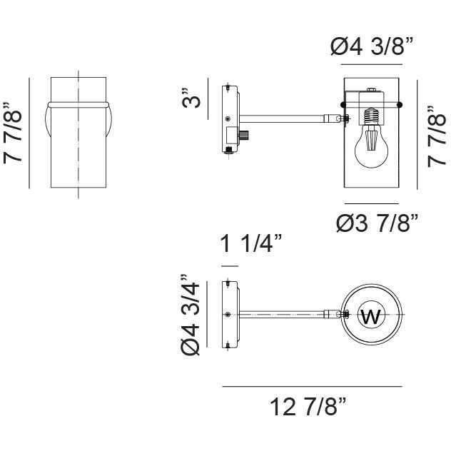 Cilindro 1 Light 4.75 inch Brushed Nickel and Matte Black Wall Sconce Wall Light