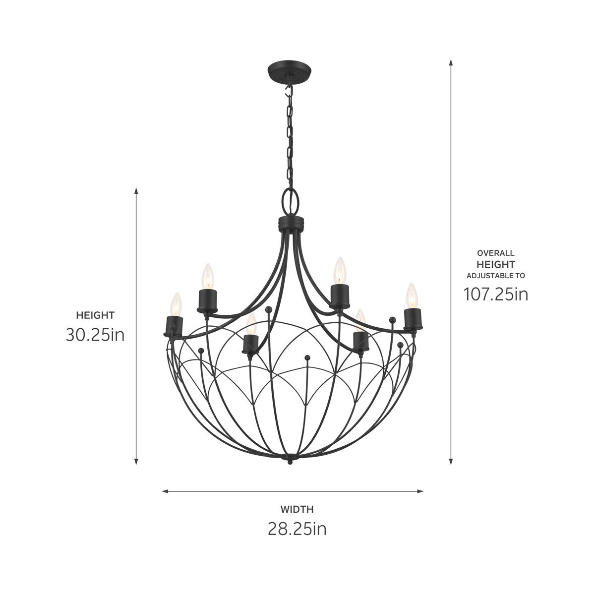 Homestead Topiary 6 Light 28 inch Textured Black Chandelier Ceiling Light, Topiary