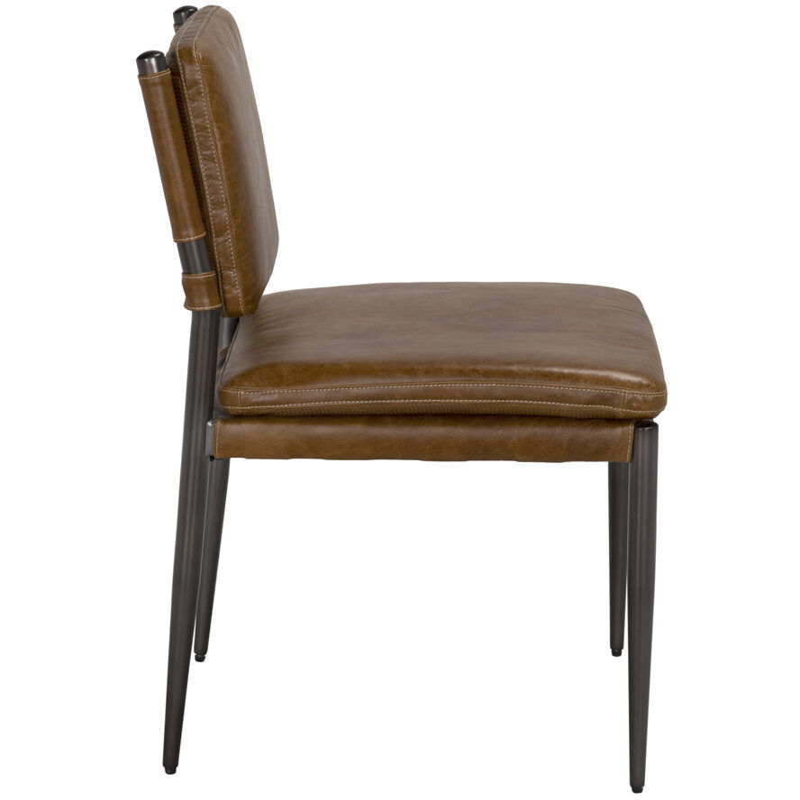 Wooster Steel Grey Powder Coat and Cuba Brown Dining Chair