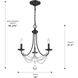 Mirabella 18 inch 60.00 watt Matte Black Chandelier Ceiling Light in No Shade, Mini