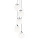 The Bougie 5 Light 13 inch Chrome Pendant Ceiling Light in Chrome and Opal Glass