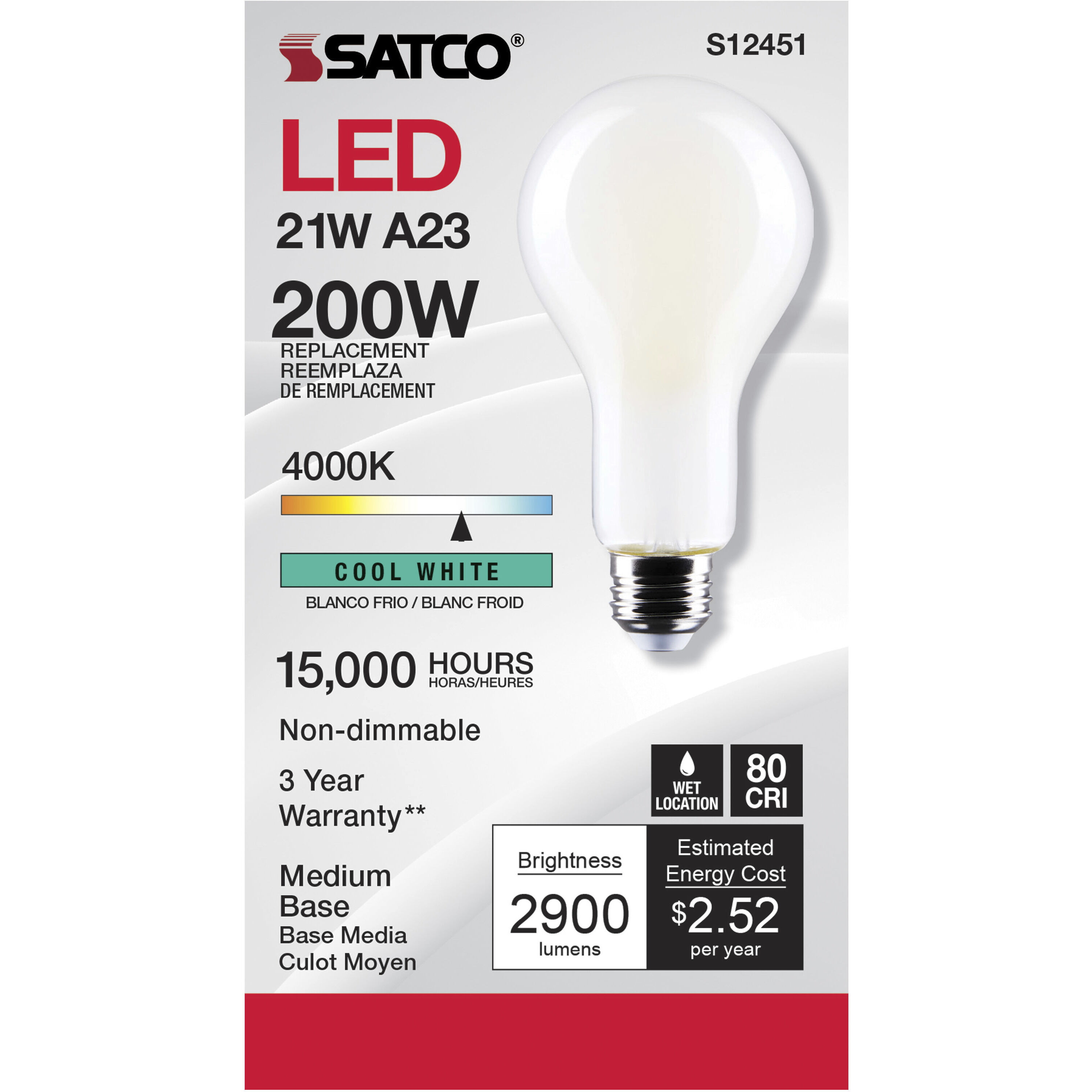 Lumos LED Medium Type A23 21.00 watt 4000K Light Bulb