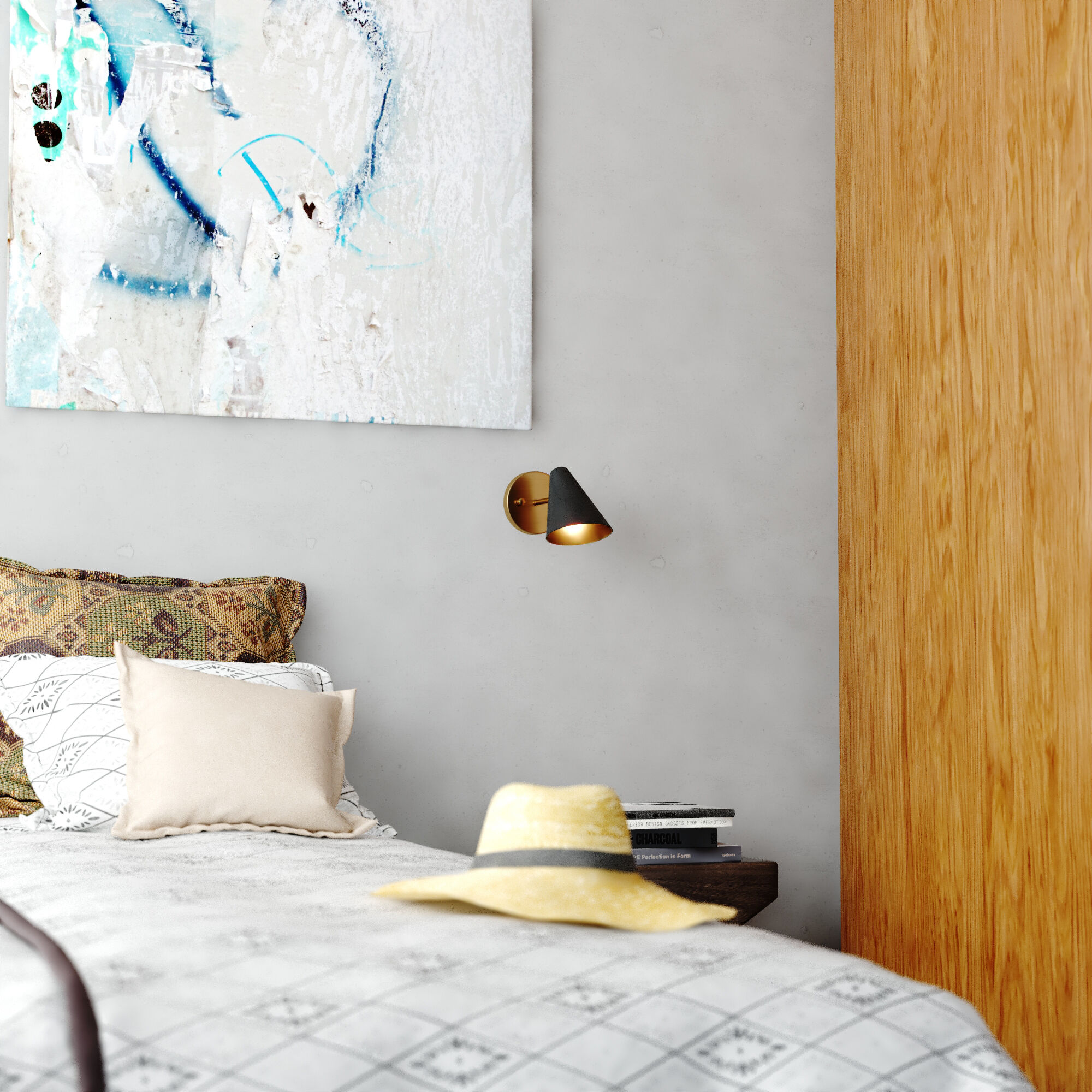 Pryce LED 4.75 inch Matte Black and Satin Brass Wall Light