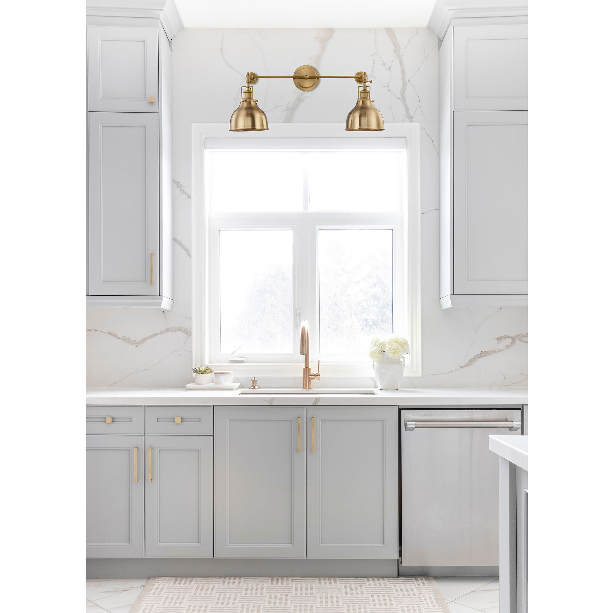 Skillet 2 Light 26 inch Burnished Brass Sconce Wall Light