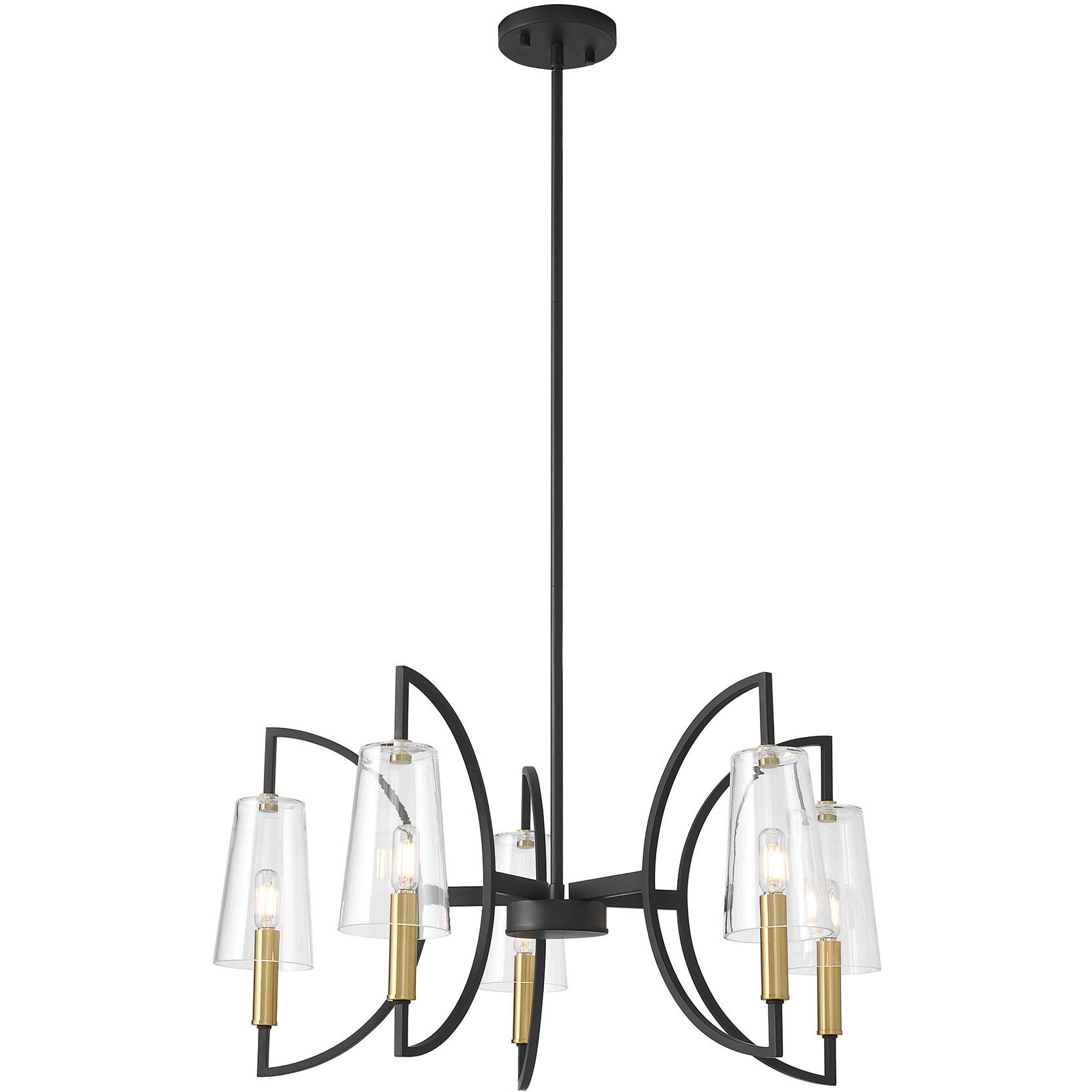 Hanley 5 Light 28 inch Matte Black and Warm Brass Chandelier Ceiling Light