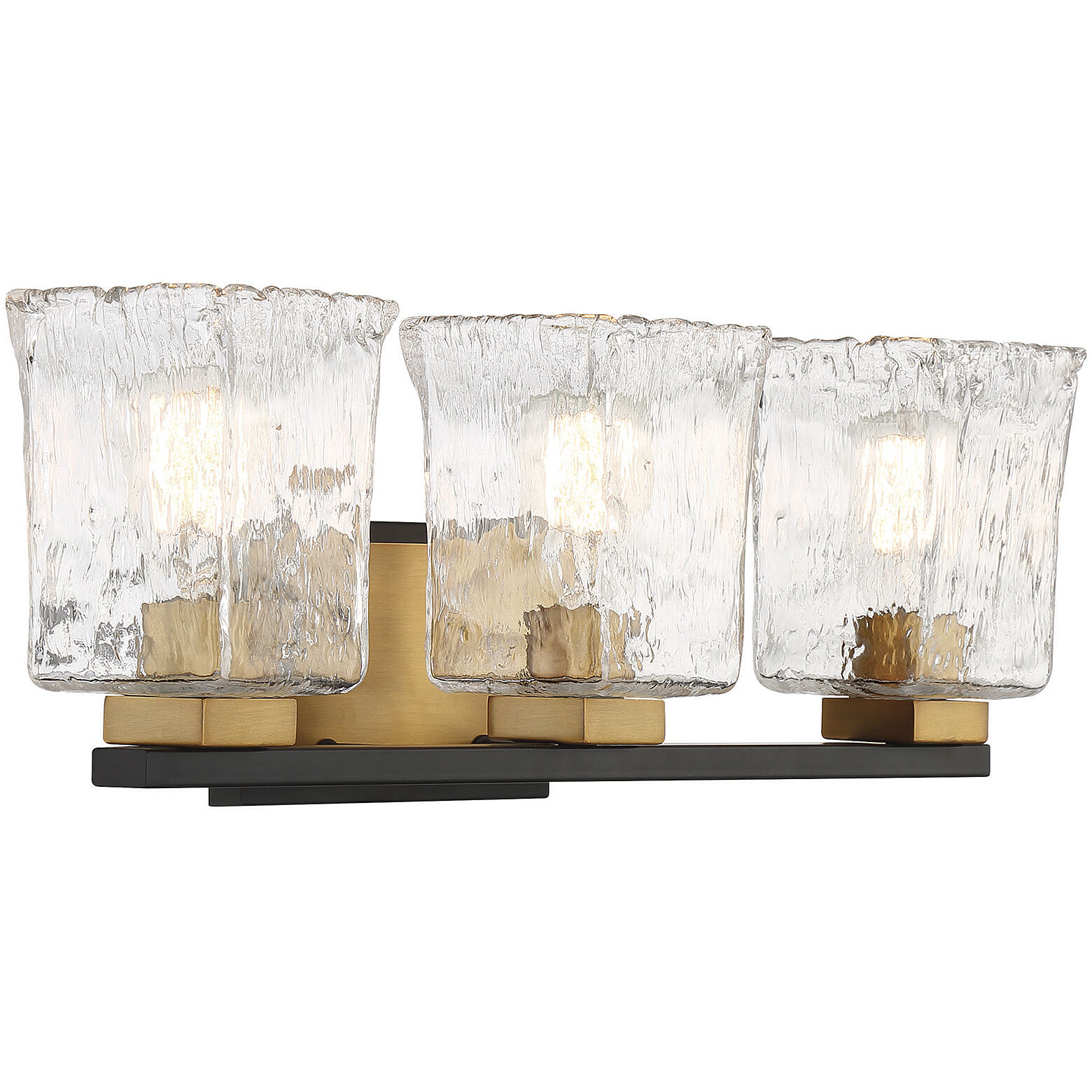 Sidney 3 Light 23 inch Black with Warm Brass Accents Bathroom Vanity Light Wall Light