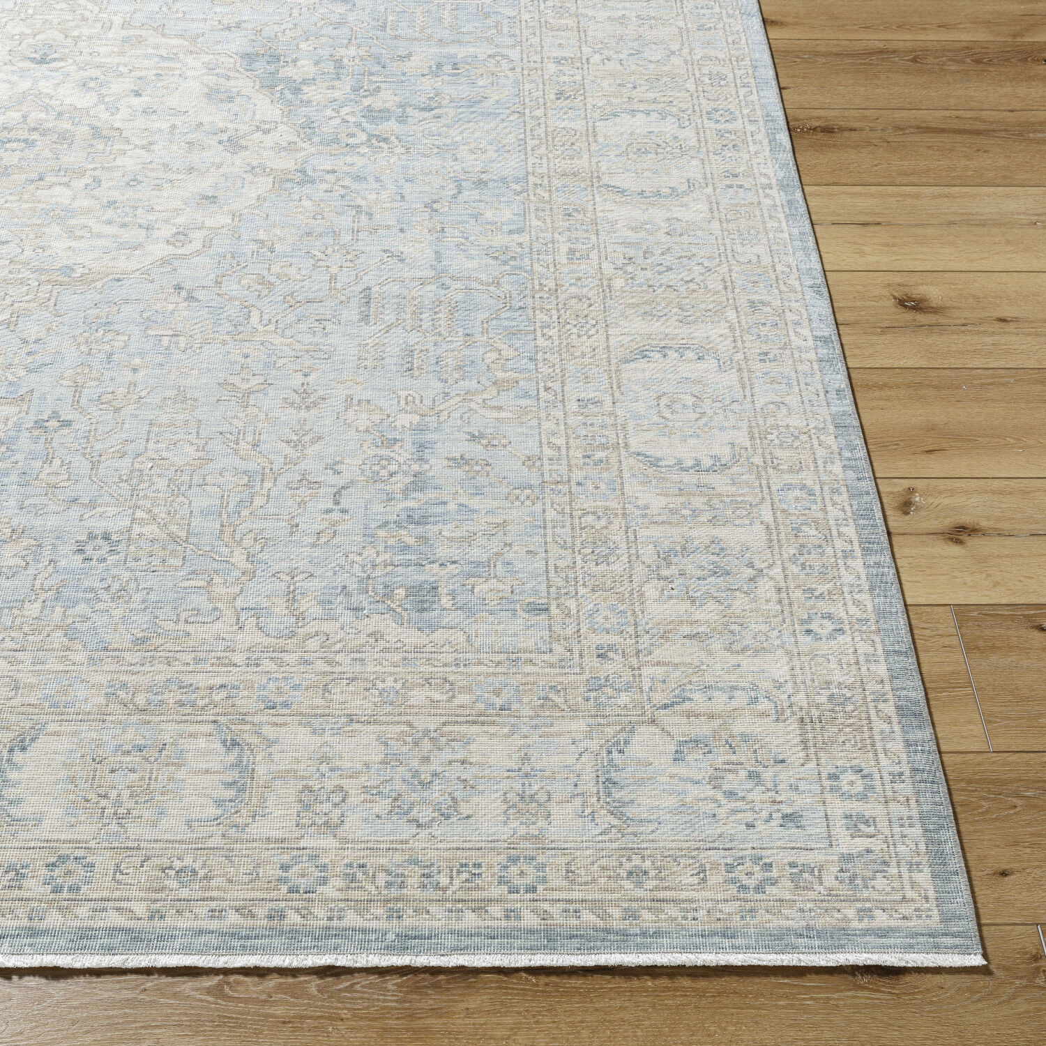 Once Upon a Time 118.11 X 35.04 inch Light Gray / Tan / Pale Blue / Gray / Denim / Medium Gray Machine Woven Rug in 3 x 10